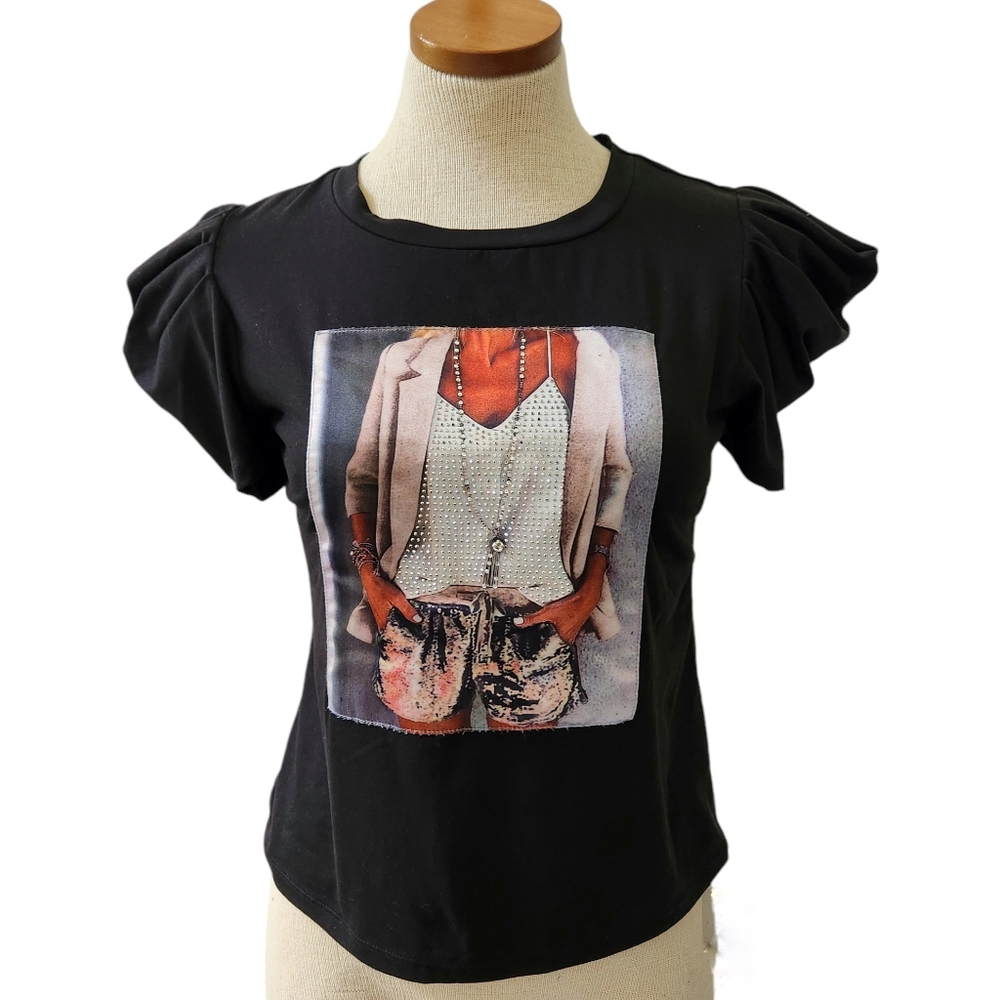 Women Top Short Sleeve Graphic Tee Bling Bling